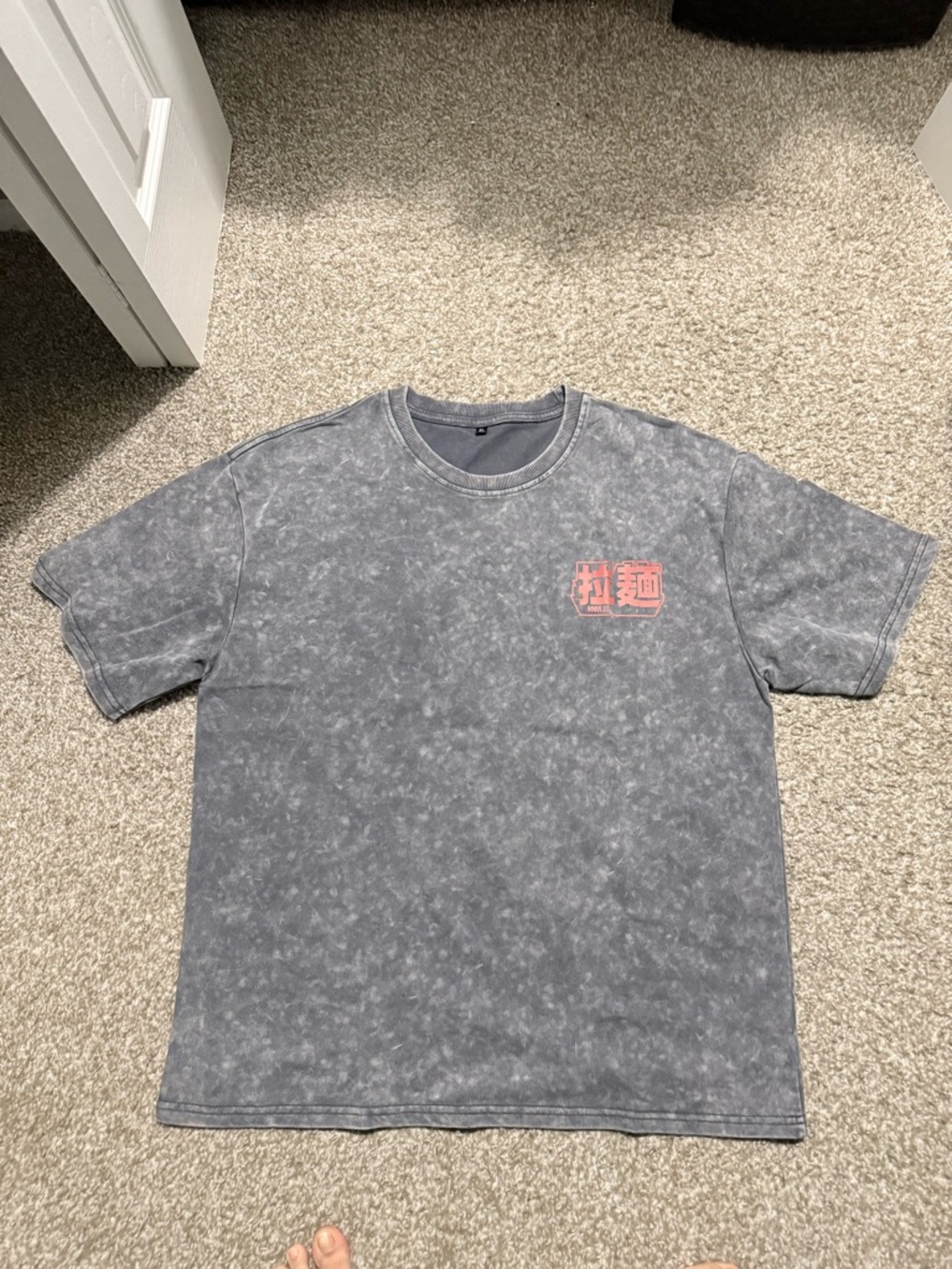 Vintage Wash Gray Graphic Tee with Coral Logo - Men